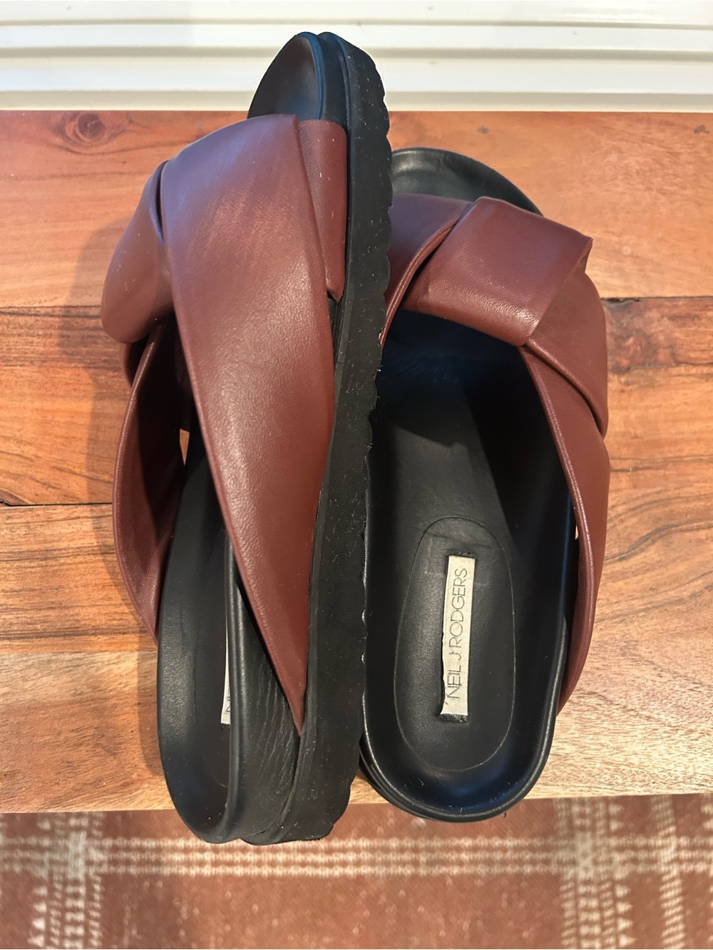 Neil J Rodgers OBI SLIDE Italian Leather Brown Crossover Slide Mules - Picture 5 of 16